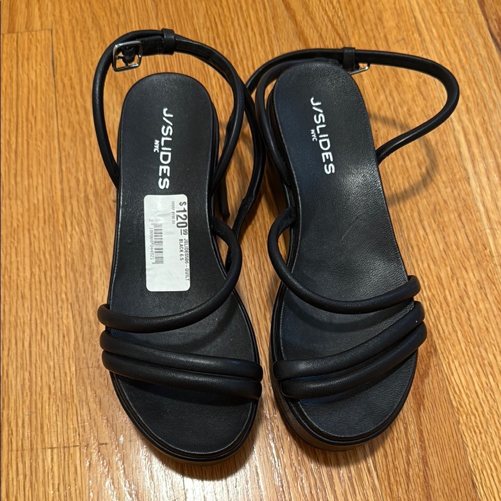 J/SLIDES Black Minimalist Sandals with Slingback